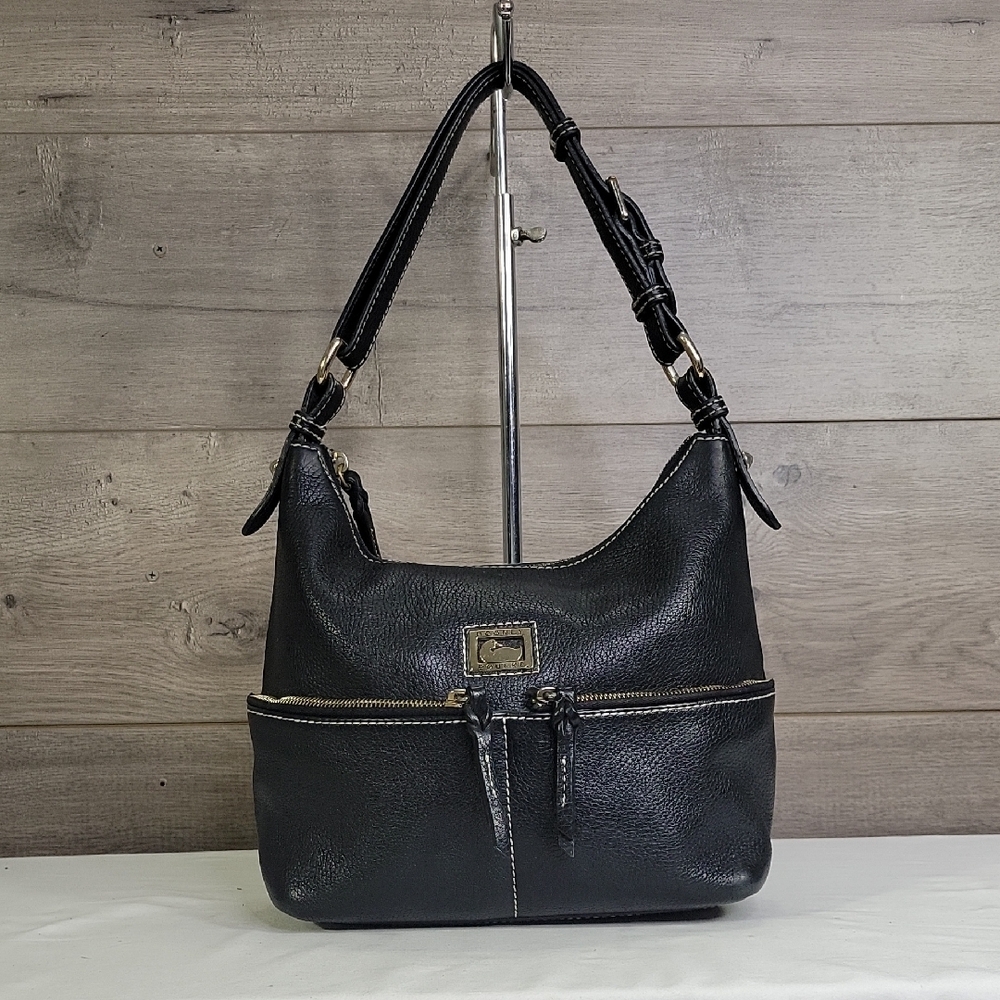 Dooney & Bourke Black Pebble Leather Shoulder Bag